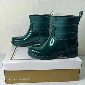 Charter Club Trudyy Green Puffer Rain Boots Size 6M